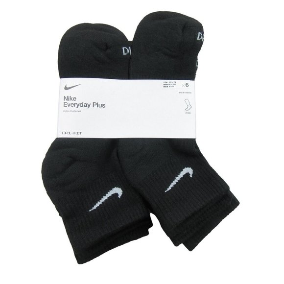 Nike Accessories - Nike Everyday Plus Ankle Socks Black 6 Pack Womens 6-10 / Youth 5Y-7Y NEW